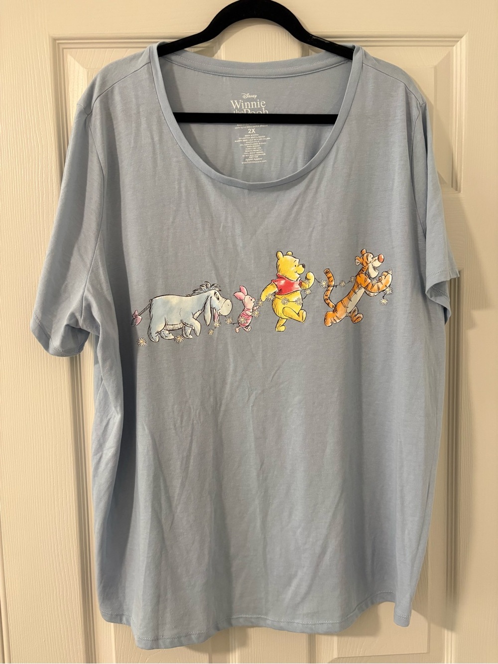 Disney Women's Winnie the Pooh Tigger Eeyore Piglet Blue Short Sleeve T Shirt 2X